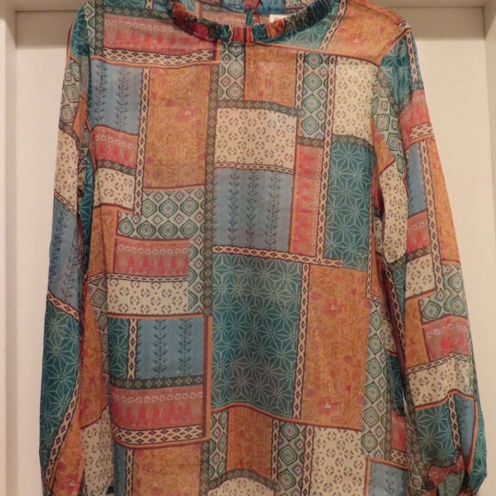 Cost Plus World Market Multicolor Patchwork Blouse